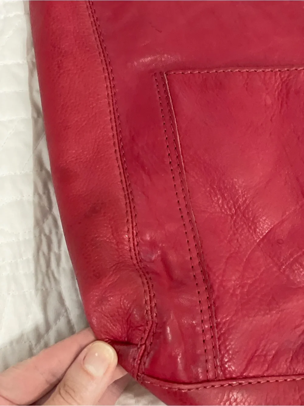 AMERICAN LEATHER CO. Red Leather Hobo Bag - Women's Everyday Carry